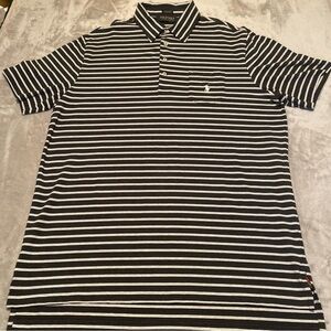 Polo Ralph Lauren Golf Men’s Large Performance Black White Striped Pima Cotton